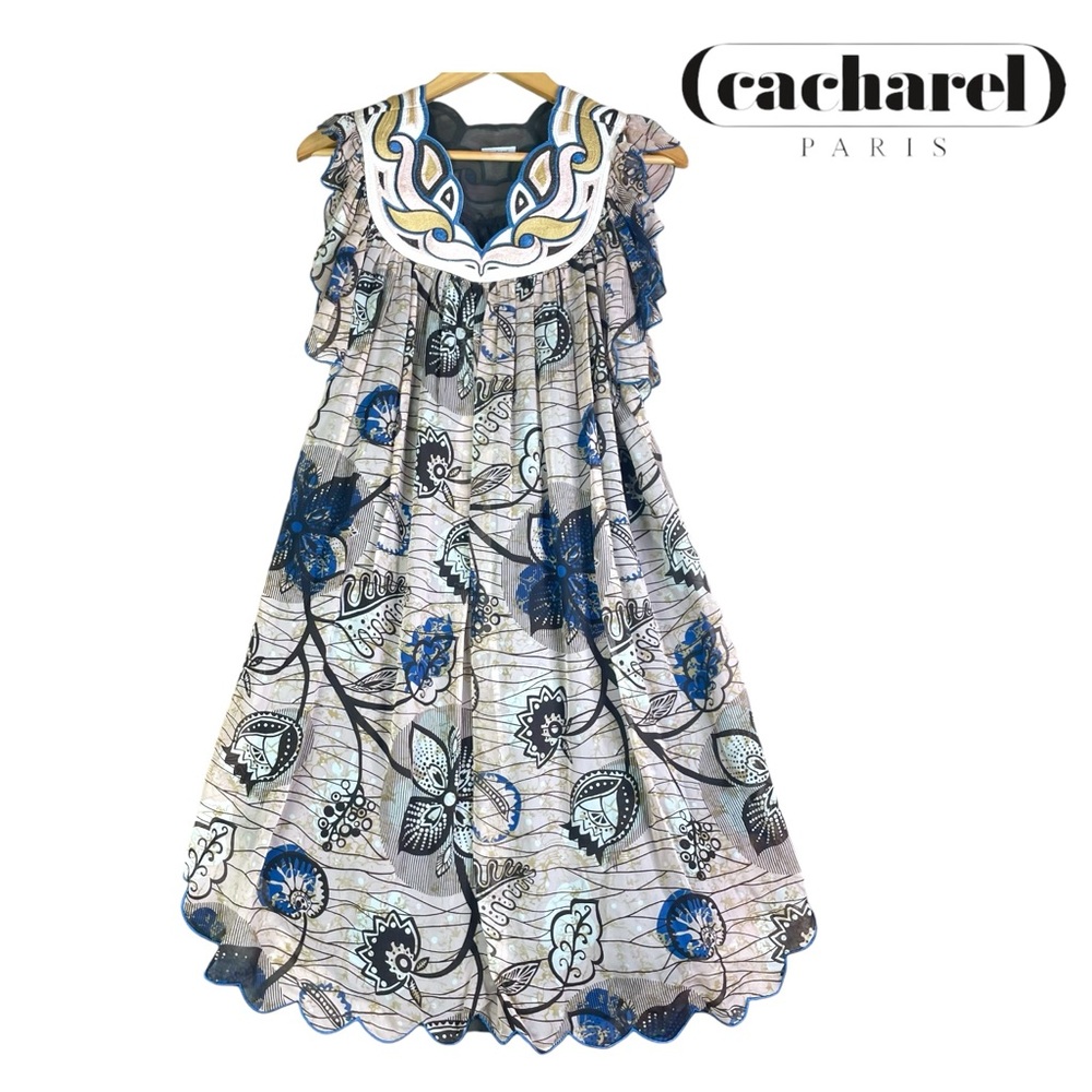 Cacharel Blue Floral Midi Dress